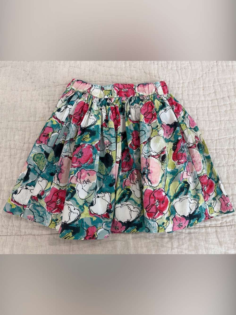 Bonpoint Floral Skirt in Pink, White, Green, Teal - Size 8